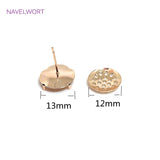 14K Plated Round Stud Earring S925 Sterling Silver Needle Earrings DIY Jewelry