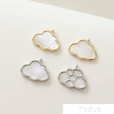 14K Gold-Plated Shell Cloud Pendant Ear Stud Necklace DIY Beaded Material 2pcs