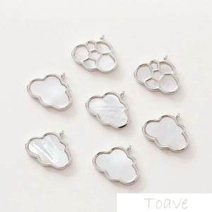 14K Gold-Plated Shell Cloud Pendant Ear Stud Necklace DIY Beaded Material 2pcs