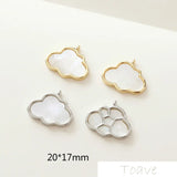14K Gold-Plated Shell Cloud Pendant Ear Stud Necklace DIY Beaded Material 2pcs