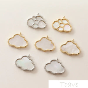 14K Gold-Plated Shell Cloud Pendant Ear Stud Necklace DIY Beaded Material 2pcs