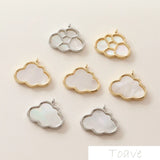 14K Gold-Plated Shell Cloud Pendant Ear Stud Necklace DIY Beaded Material 2pcs