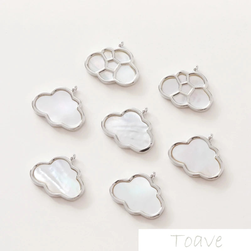 14K Gold-Plated Shell Cloud Pendant Ear Stud Necklace DIY Beaded Material 2pcs