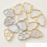 14K Gold-Plated Shell Cloud Pendant Ear Stud Necklace DIY Beaded Material 2pcs