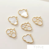 14K Gold-Plated Shell Cloud Pendant Ear Stud Necklace DIY Beaded Material 2pcs