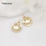 14K Plated Smiley Charms For Necklace Pendant DIY Jewelry Making