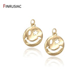 14K Plated Smiley Charms For Necklace Pendant DIY Jewelry Making