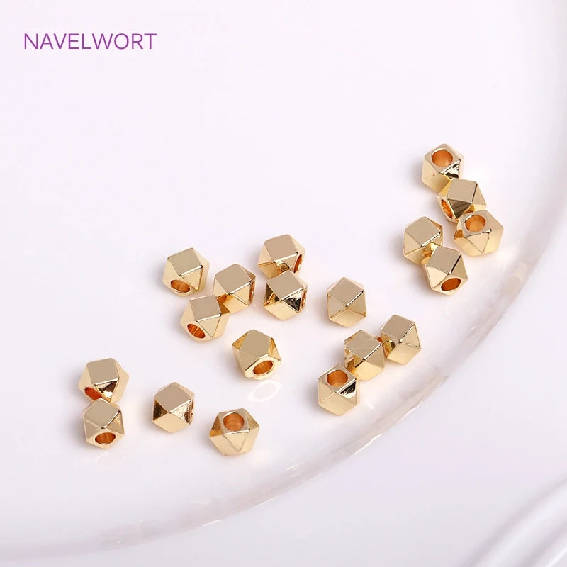 14K Plated Rhombus Beads for Bracelet Necklace Making, Spacer Separators