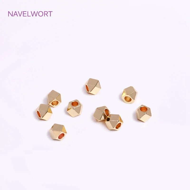 14K Plated Rhombus Beads for Bracelet Necklace Making, Spacer Separators