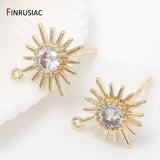 Flower Shape Stud Earrings Findings Zircon Inlaid Jewelry DIY Craft