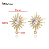 Flower Shape Stud Earrings Findings Zircon Inlaid Jewelry DIY Craft