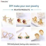 Flower Shape Stud Earrings Findings Zircon Inlaid Jewelry DIY Craft