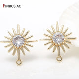 Flower Shape Stud Earrings Findings Zircon Inlaid Jewelry DIY Craft