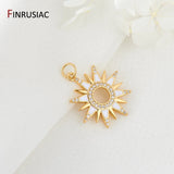14K Gold-Plated Red Enamel Sun Pendant DIY Necklace Component