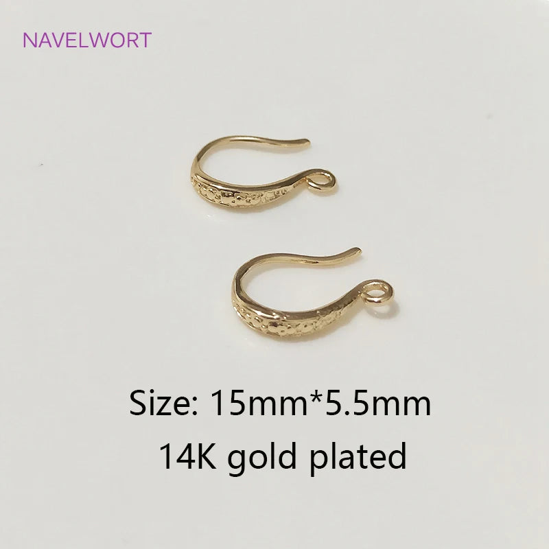 14K Plated Flat Ear Wire, Brass Earring Hook, DIY Jewelry Accessory