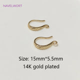 14K Plated Flat Ear Wire, Brass Earring Hook, DIY Jewelry Accessory