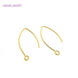14K Plated French V-shaped Earring Hooks Findings Brass Metal Ear Wire Hooks
