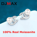 14K Plated Pearl Earrings Sterling Silver Studs for Women