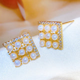 14K Plated Square Pearl Earrings 2-3mm Stud Jewelry
