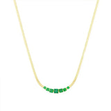 Green Crystal Stainless Steel Necklace for Women, Non Fading Jewelry