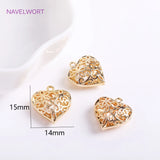 14K Plated Heart Charms for Jewelry Making