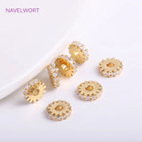 14K Plated Spacer Beads Zircon Inlaid Round Beads