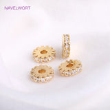 14K Plated Spacer Beads Zircon Inlaid Round Beads