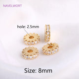 14K Plated Spacer Beads Zircon Inlaid Round Beads