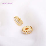 14K Plated Spacer Beads Zircon Inlaid Round Beads