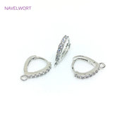 14K Plated Hoop Earrings Clasps Hooks with Zircon Inlay