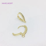 14K Plated Hoop Earrings Clasps Hooks with Zircon Inlay