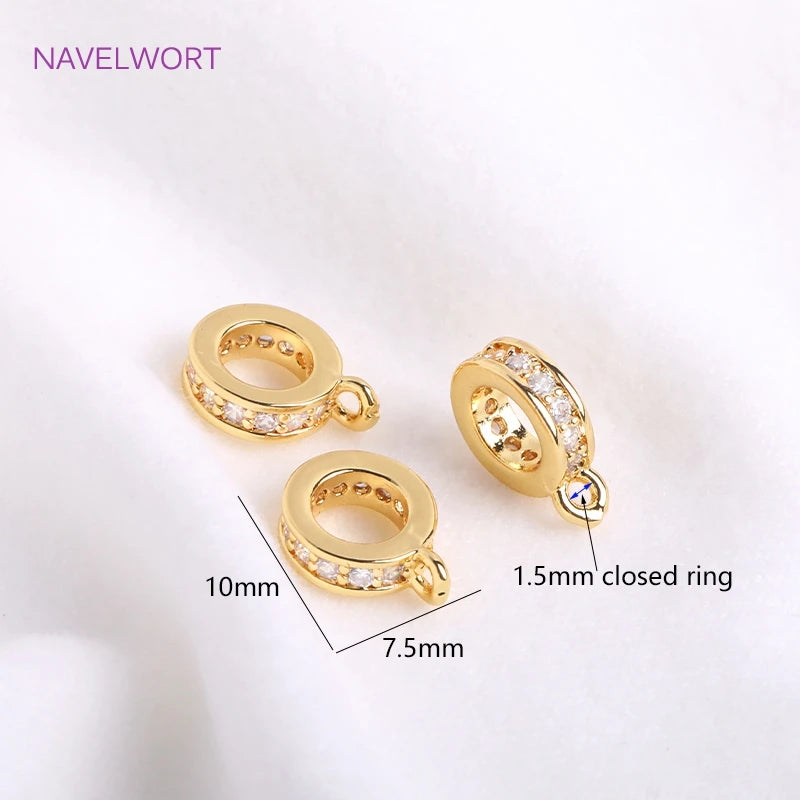 14K Plated Zircon Round Pendant Bail for Jewelry Making