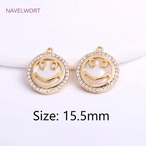 14K Plated Shell Butterfly Charm Brass Round Pendants for Women