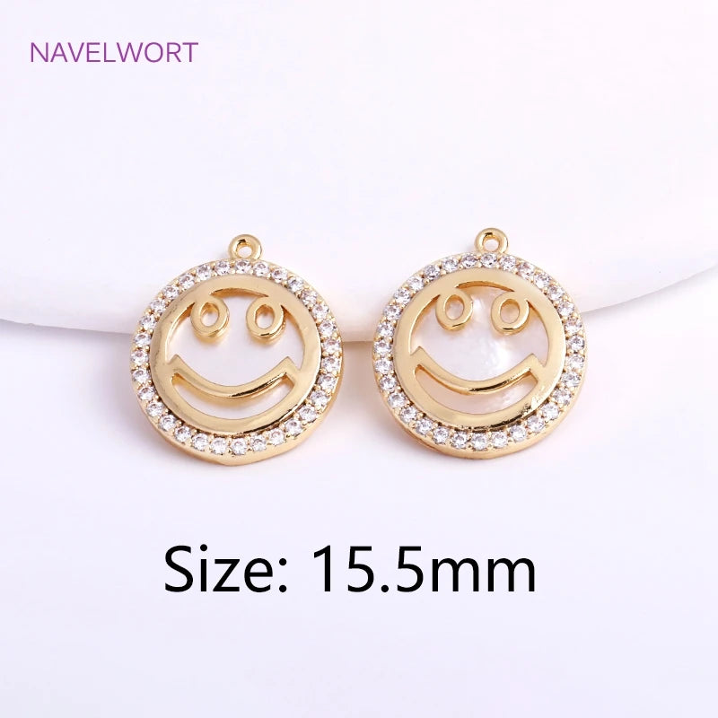 14K Plated Shell Butterfly Charm Brass Round Pendants for Women