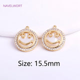 14K Plated Shell Butterfly Charm Brass Round Pendants for Women