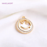 14K Plated Shell Butterfly Charm Brass Round Pendants for Women