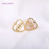 14K Plated Shell Butterfly Charm Brass Round Pendants for Women