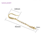 14K Pearl Ear Wire with Chain Zircon Tassel Earrings