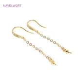 14K Pearl Ear Wire with Chain Zircon Tassel Earrings