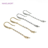 14K Pearl Ear Wire with Chain Zircon Tassel Earrings