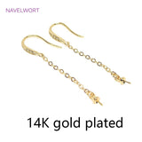 14K Pearl Ear Wire with Chain Zircon Tassel Earrings