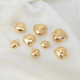 14K Plated Puff Heart Necklace Charm Pendant for DIY Crafts