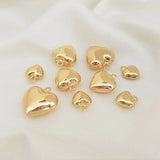 14K Plated Puff Heart Necklace Charm Pendant for DIY Crafts