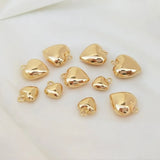 14K Plated Puff Heart Necklace Charm Pendant for DIY Crafts