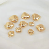 14K Plated Puff Heart Necklace Charm Pendant for DIY Crafts