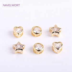 14K Plated Rhinestone Beads CZ Spacer DIY Jewelry Making