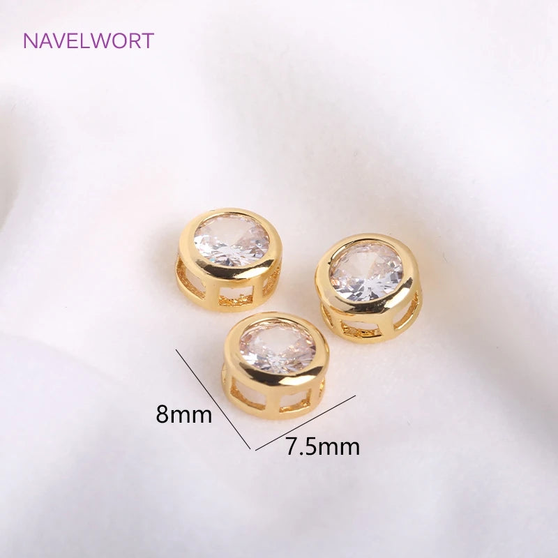 14K Plated Rhinestone Beads CZ Spacer DIY Jewelry Making