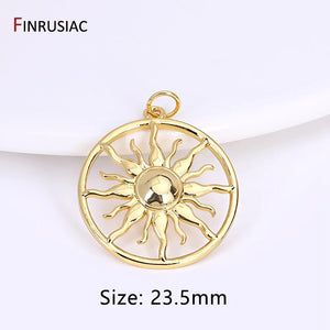 14K Sun Charms with Zircon Inlay for Jewelry Making