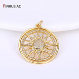 14K Sun Charms with Zircon Inlay for Jewelry Making