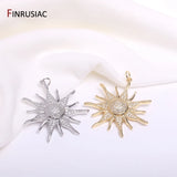 14K Sun Charms with Zircon Inlay for Jewelry Making